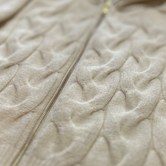 Talbots Cream Cowl Neck Cardigan Zip Up Sweater - Picture 7 of 13